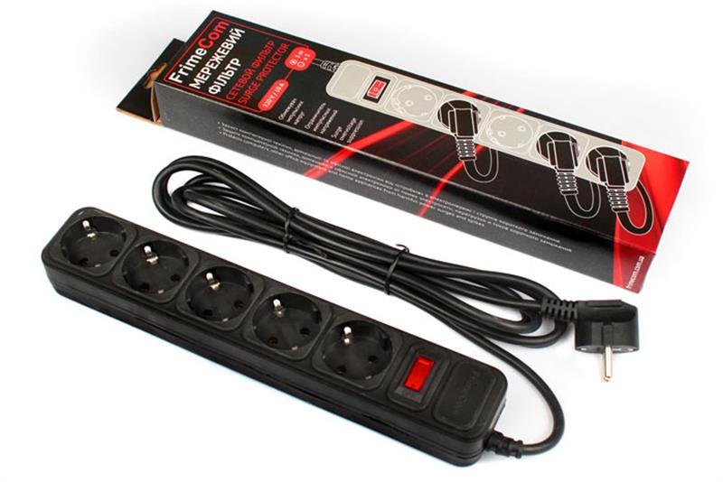 Мережевий фільтр FrimeCom (FC-B4005W 3 B) 5 розеток, 3.0 м, чорний