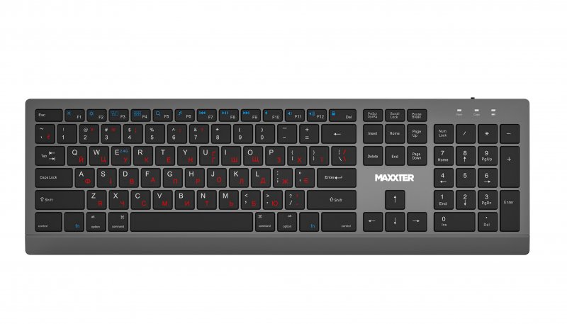 Клавіатура Maxxter Rechargeable Wireless, USB, Black (KBW-01G-UA)