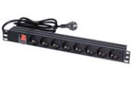 Мережевий фільтр Atcom 1U (PDU-8W-C2С-WS) 8 розеток, 1.8 м, чорний