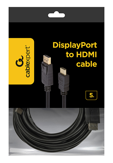 Кабель для монітора Display Port - HDMI, 5.0 m Cablexpert (CC-DP-HDMI-5M)