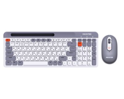 Клавіатура Maxxter KMS-WCM-03G, USB, Wireless Keyboard + Mouse, White-Gray
