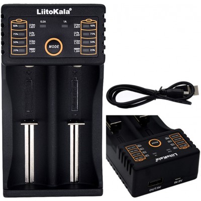 Зарядний пристрій LiitoKala Lii-202 All in One, 2A max, 2 channels (26650, 22650, 21700, 18650, AA, AAA)