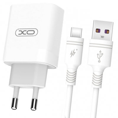 Зарядний пристрій XO-L63 15W, USB + кабель Type-C