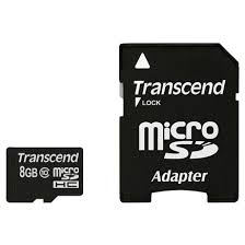 Флеш память MicroSD 8GB Transcend + SD (Class 10)