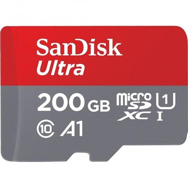 Флеш память microSDXC 200GB Sandisk ULTRA A1 (Class 10), (SDSQUAR-200G-GN6MA)