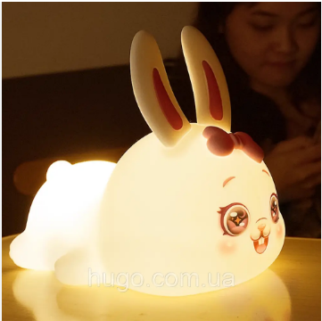 Дитячий силіконовий нічник Кролик 8 режимів, USB, EL-543-23