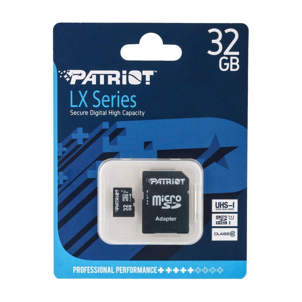 Флеш память MicroSD 32GB Patriot LX + SD UHS-I (Class 10) (PSF32GMCSDHC10)