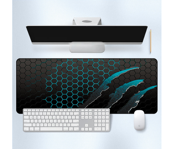 Килимок для мишки Honeycomb 300*800мм, товщина 2,0 мм, прошитий, Black/Blue (S3382)