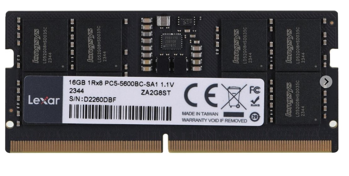 Модуль пам'яті SoDDR 5 16GB 5600 MHz 1.1v Lexar (LD5S16G56C46ST-HGN)