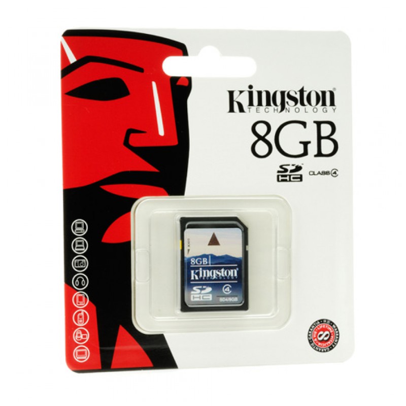 Флеш память SDHC 8GB Kingston (Class 4) (SD4/8GB)