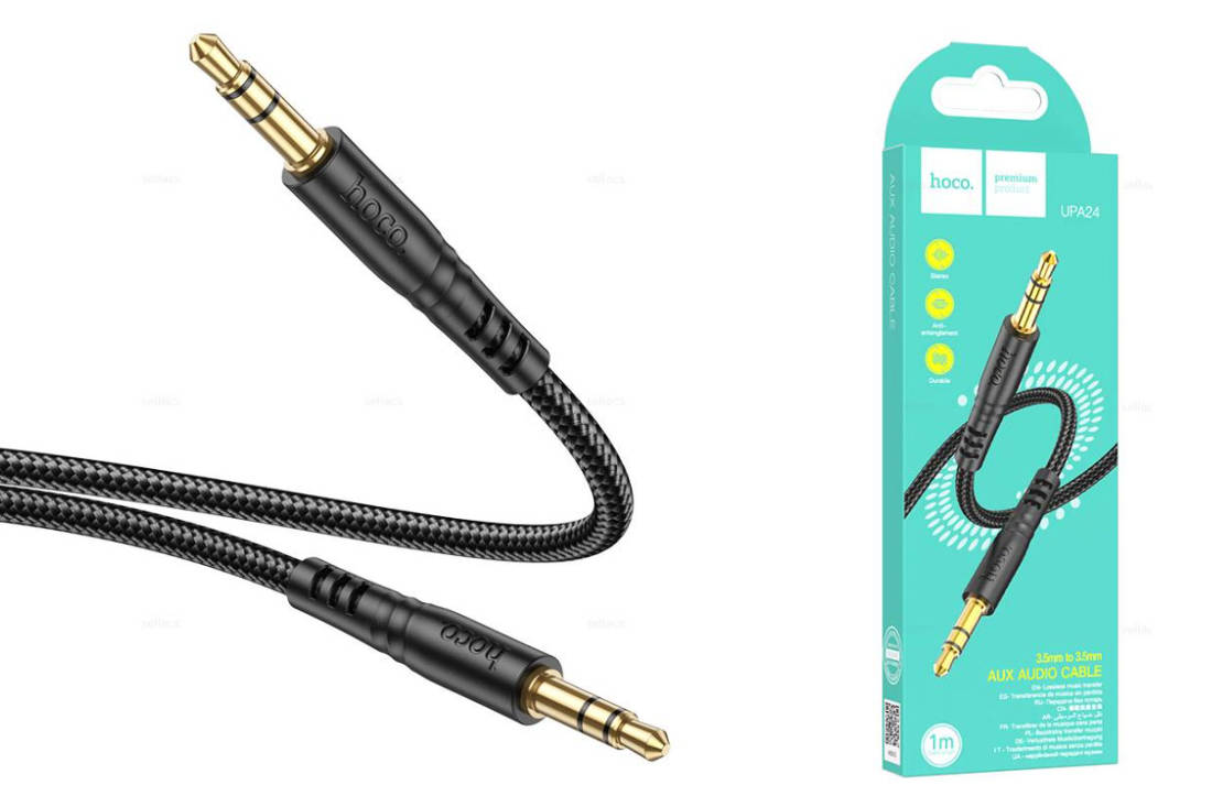 Кабель аудіо 1 м, Jack 3.5-3.5 (AUX-IN) Hoco UPA24