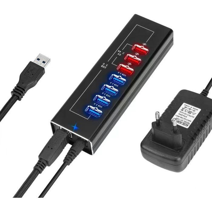 Контролер USB Hub, 7 портів, Dynamode (4xUSB 3.0, 3xUSB 2.0) + БЖ (DM-UH-P407)