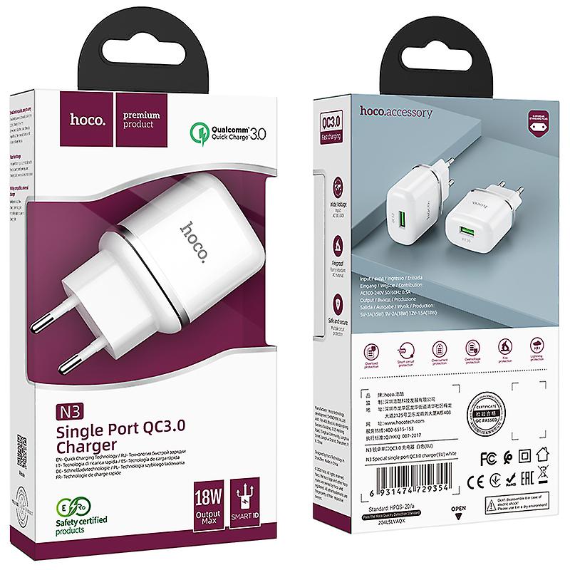 Зарядний пристрій Hoco N3 18W, USB