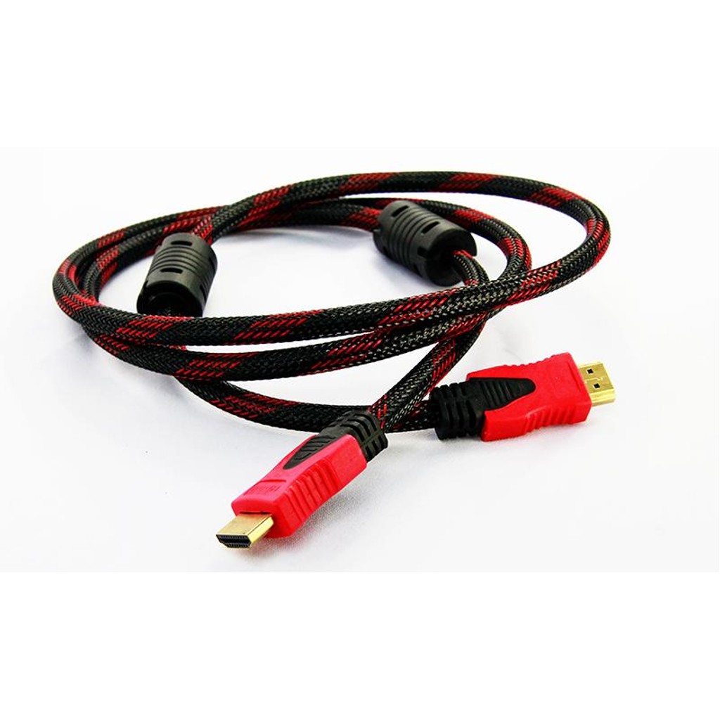 Кабель для монітора HDMI - HDMI, 15 м, v1.4, OD-7.4mm, 2 фільтра, RED/Black (YT-HDMI(M)/(M)NY/RD-15m)