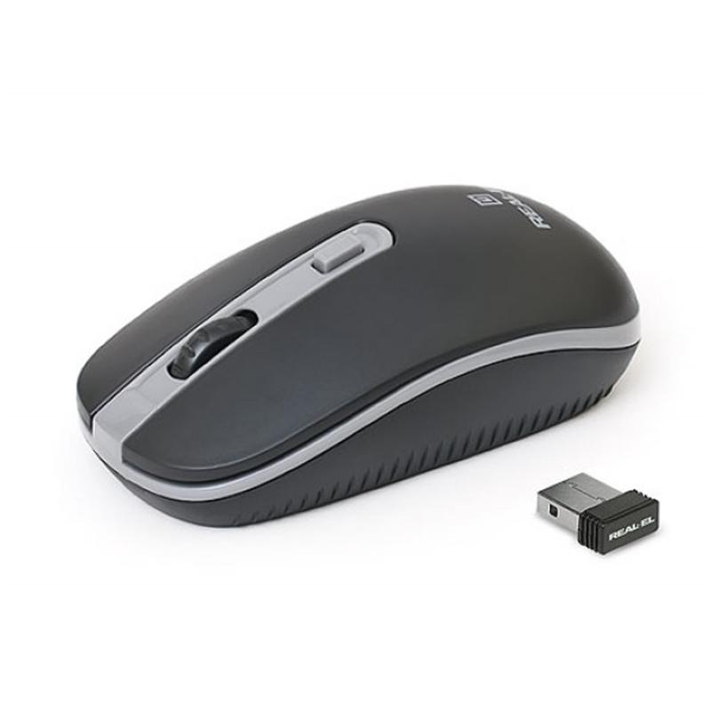 Мишка REAL-EL RM-303, Black-Grey, Wireless (EL123200021)