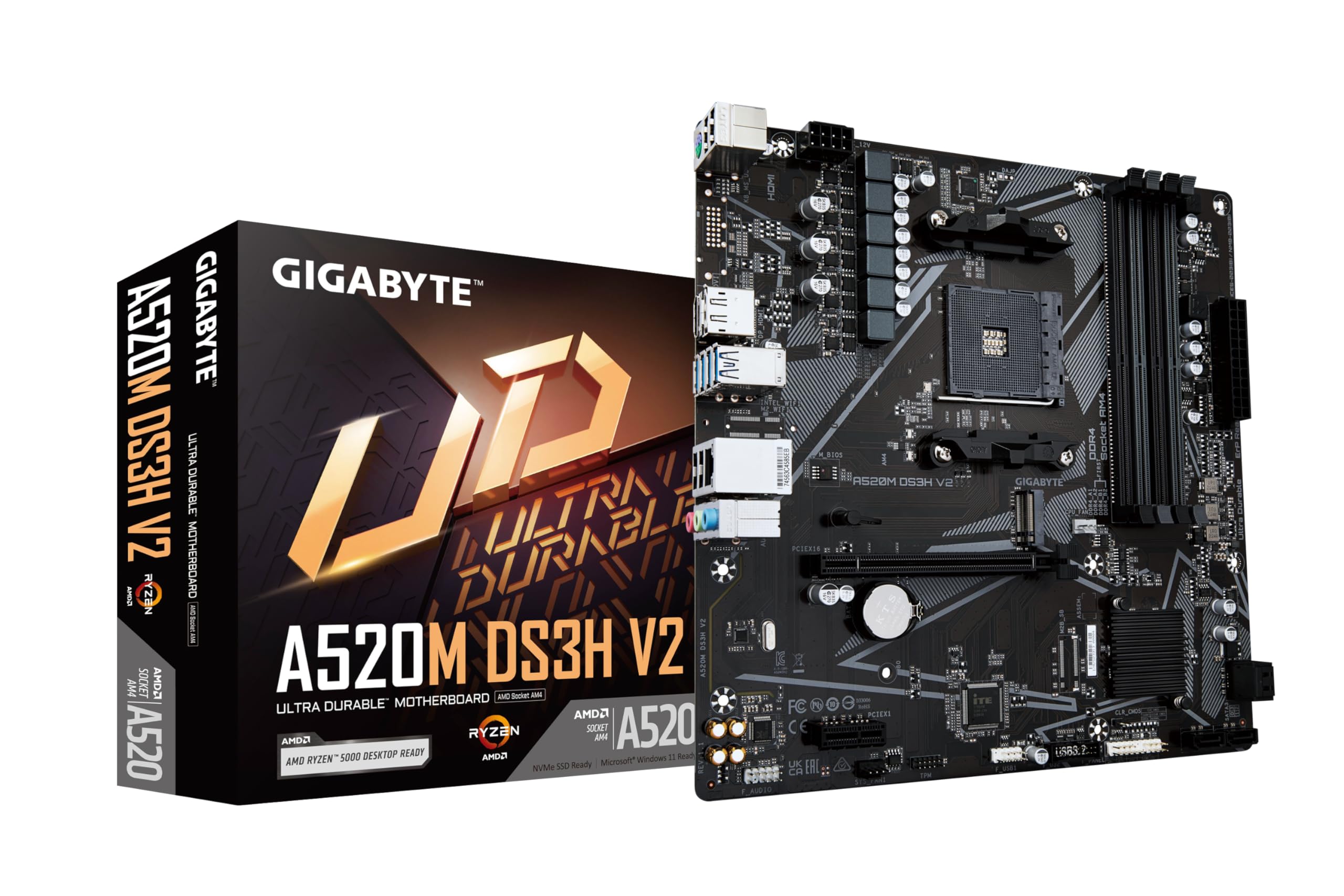 Материнська плата Gigabyte A520M DS3H V2 (sAM4, AMD A520, 4x DDR4, M.2, PCI-Ex16)