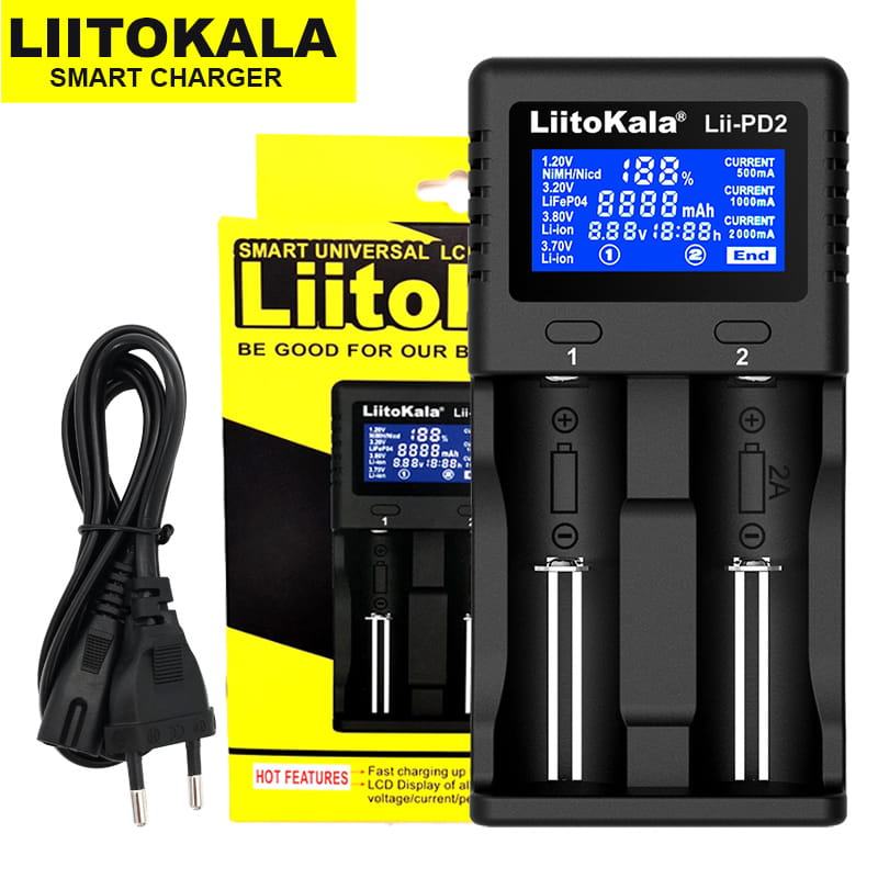 Зарядний пристрій LiitoKala Lii-PD2 All in One, 2A max, 2 channels (26650, 22650, 21700, 18650, AA, AAA)
