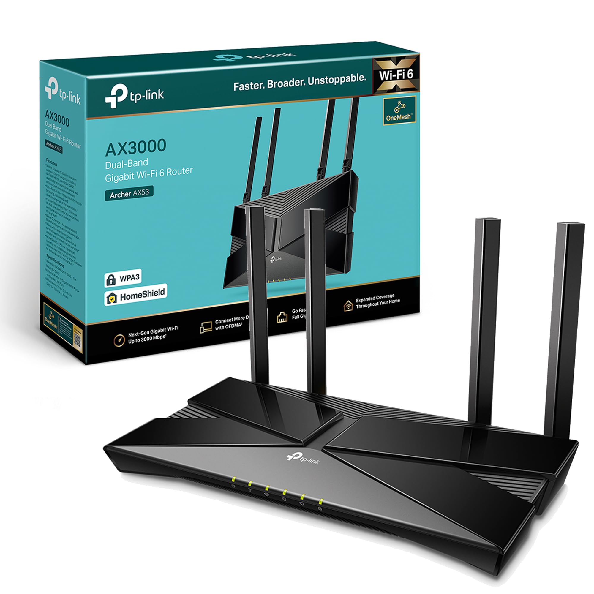 Маршрутизатор TP-Link Archer AX53 (AX3000, Wi-Fi 6, 1хGE WAN, 4хGE LAN, MU-MIMO, OFDMA , MESH, 4 антени)