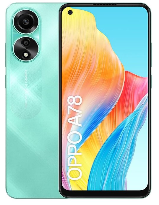 Мобільний телефон OPPO A78 Aqua Green, 6.5", Qualcomm Snapdragon 680 (2.4 ГГц), 8 ГБ, 128 ГБ, 2 Sim