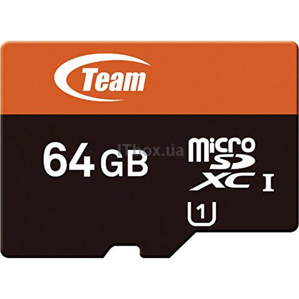 Флеш память MicroSD 64GB Team (Class 10) (U0104382)