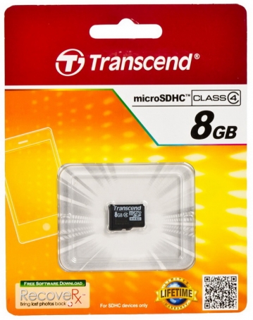 Флеш память MicroSD 8GB Transcend (без адаптера) class 4