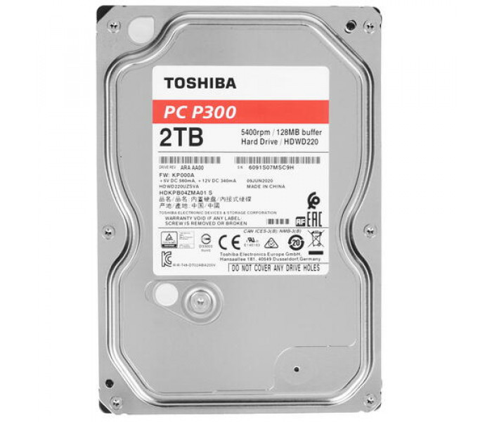 Жорсткий диск HDD 2TB Toshiba P300 5400 SATA3 128Mb (HDWD220EZSTA)