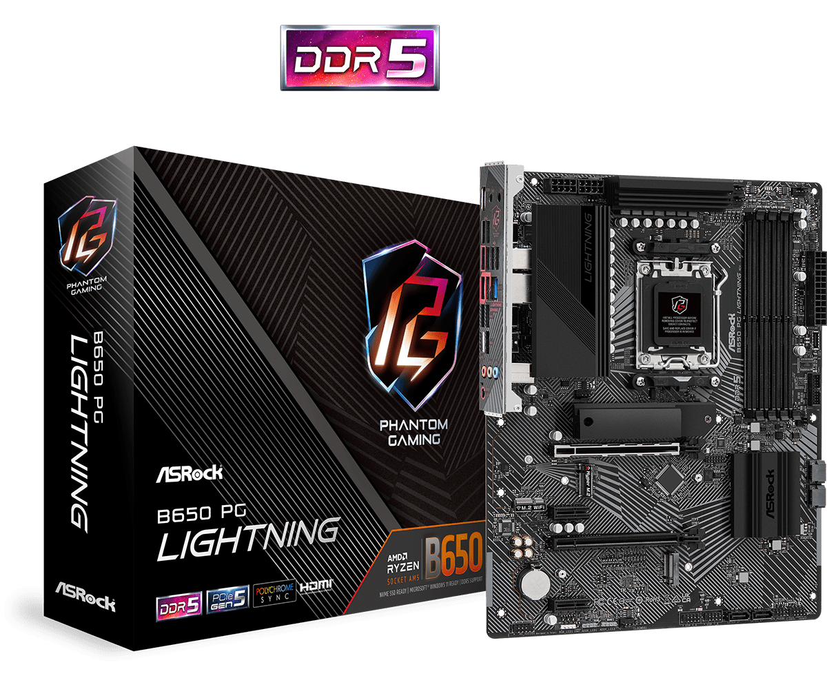 Материнська плата ASRock B650 PG Lightning (sAM5, AMD B650, 4xDDR5, 1x PCI-E 4.0 x16, 2xM.2)