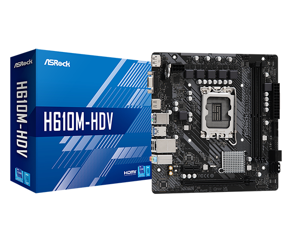 Материнская плата ASRock H610M-HDV (s1700, Intel H610, PCI-Ex16, 2xDDR4) 