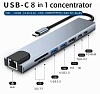 Контролер Type-C Hub, 7 портів, Voltronic (1xHDMI, 2xUSB 3.0, 2xType-C, SD, LAN)